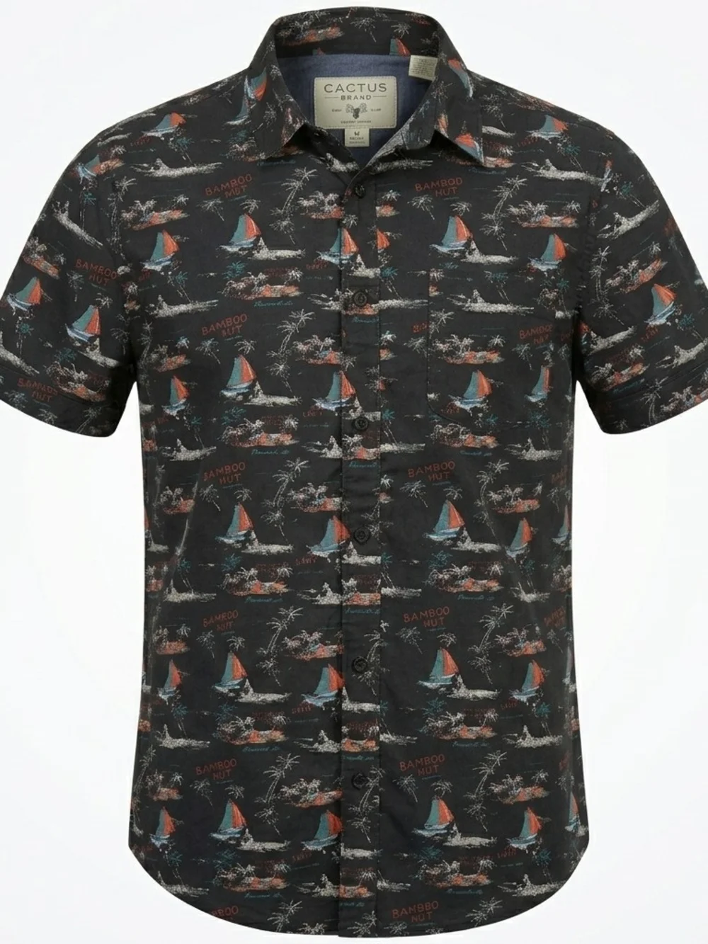 Cactus‎ Brand Men's Tropical Sailboat Button Down Shirt - Size M - Bamboo Hut